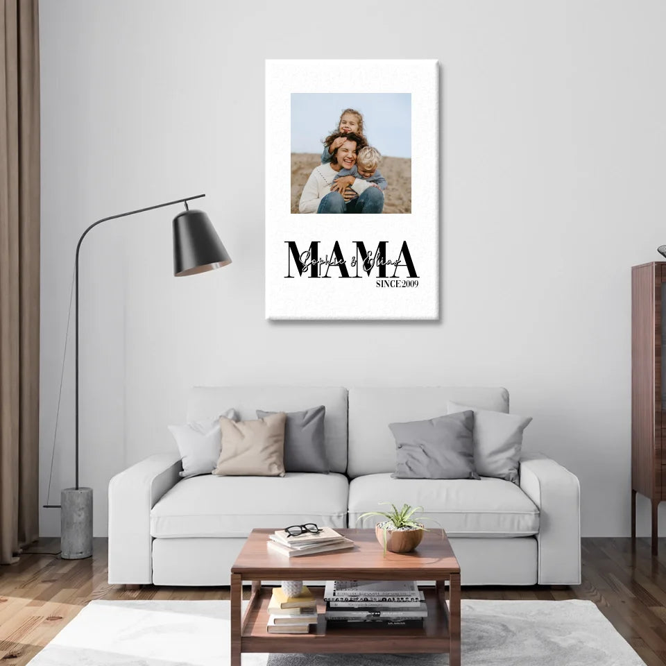 Leinwanddruck mit Mama & Papa Design, personalisiert mit Foto und Namen