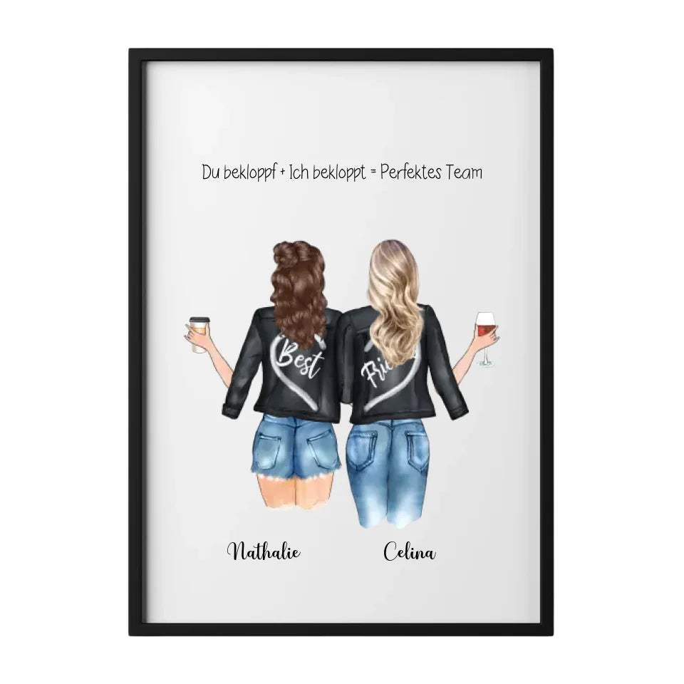Personalisiertes Beste-Freundinnen-Poster mit den Namen Nathalie und Celina