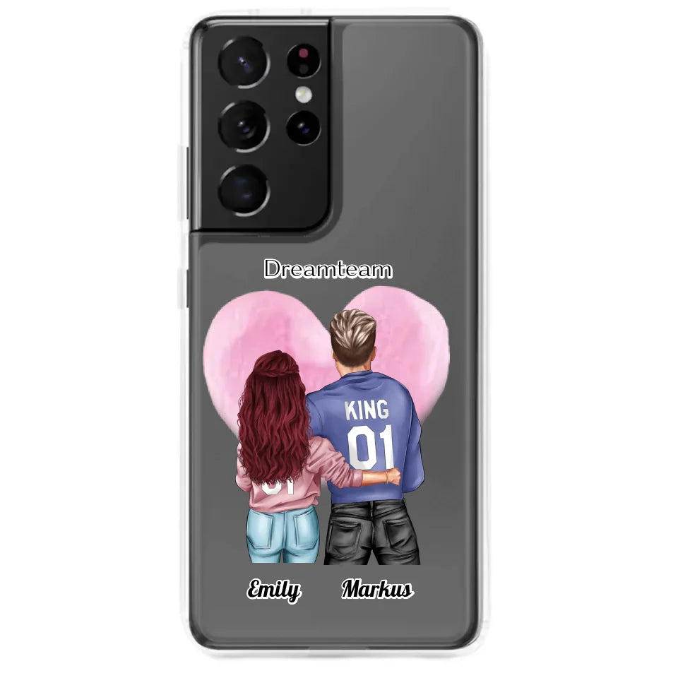 3. Samsung Handyhülle mit Pärchenmotiv, King & Queen Nummern und persönlichem Namen.