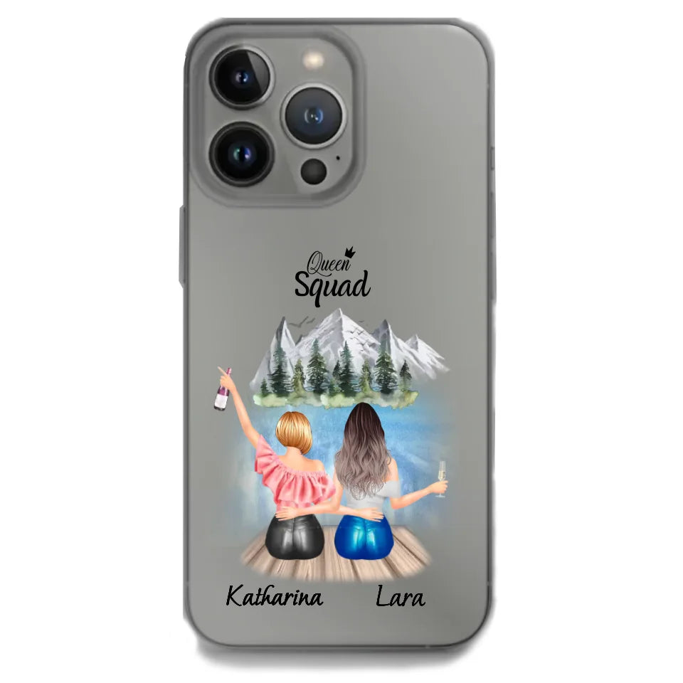 Personalisierte iPhone Handyhülle für beste Freundinnen mit Queen Squad Motiv