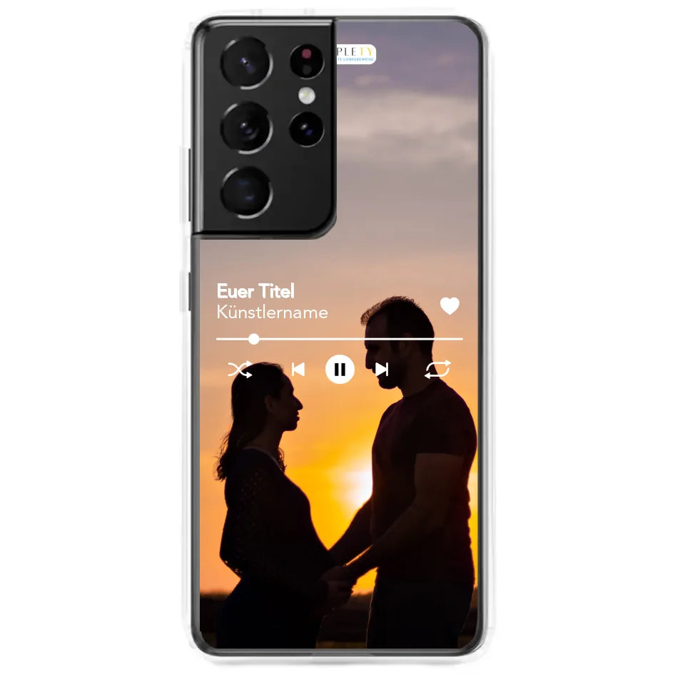 Samsung Handyhülle mit personalisiertem Spotify-Player-Design – Füge deinen Song und Bild hinzu