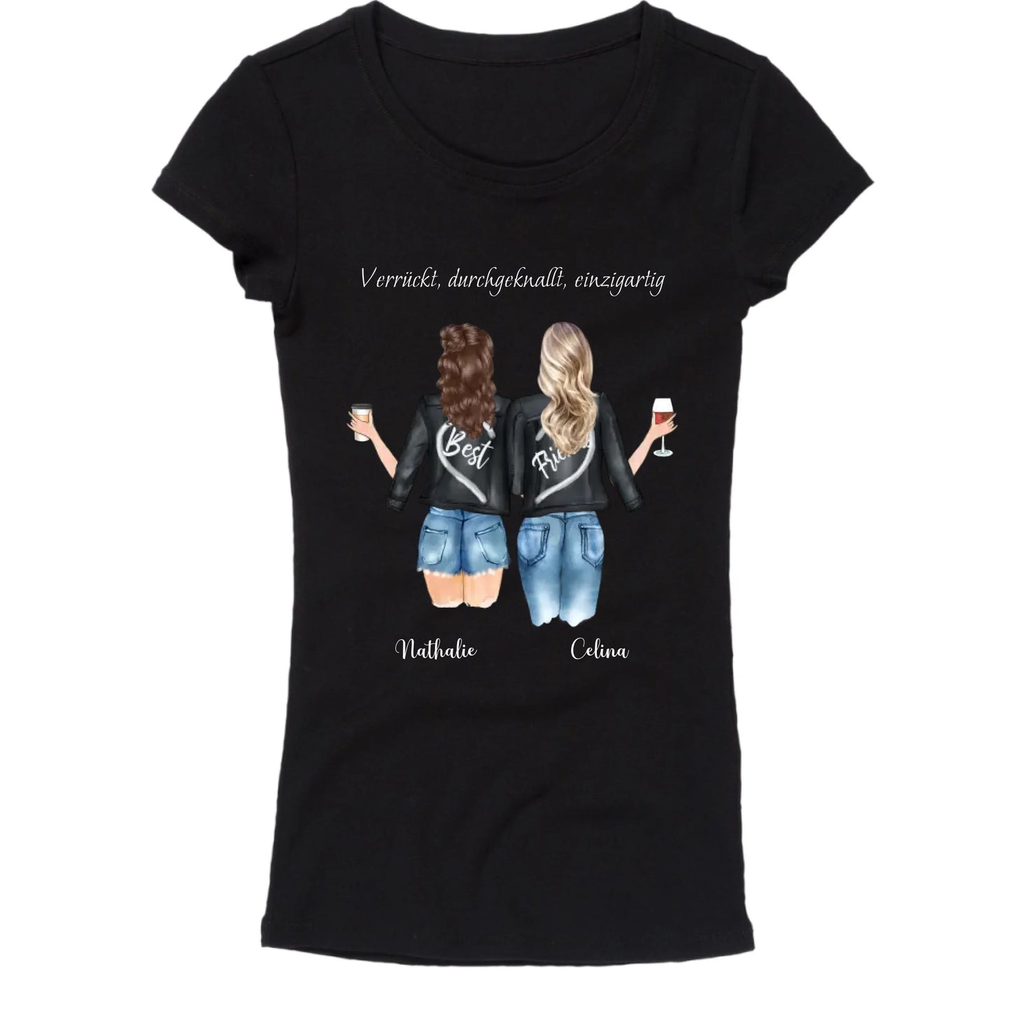 Beste Freundinnen mit Wunschtext - Personalisierbares T-Shirt