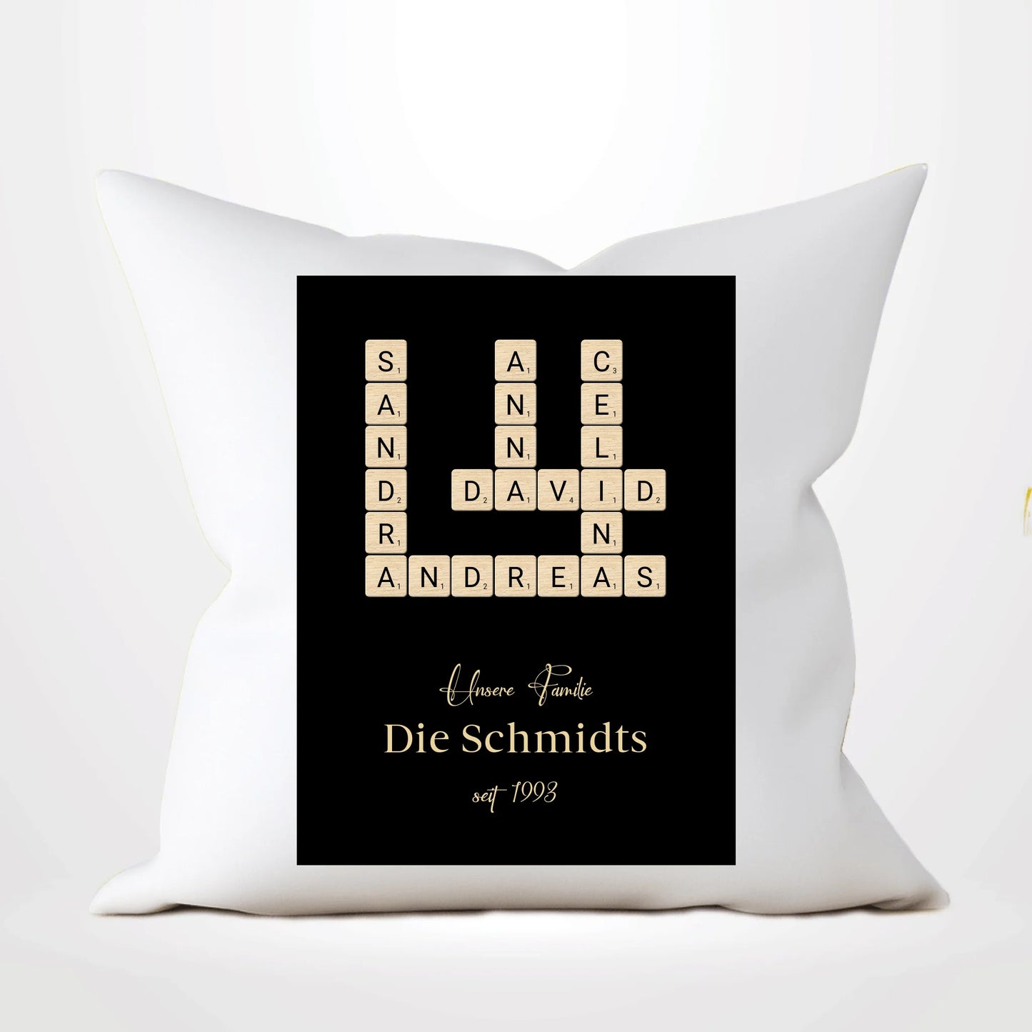 Scrabble Familienname - Personalisierbares Kissen