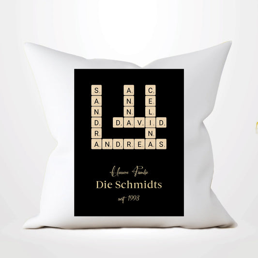 Scrabble Familienname - Personalisierbares Kissen