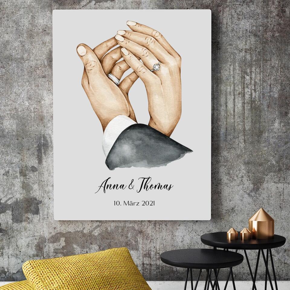 Hochzeit Hände - Personalisierbares Poster