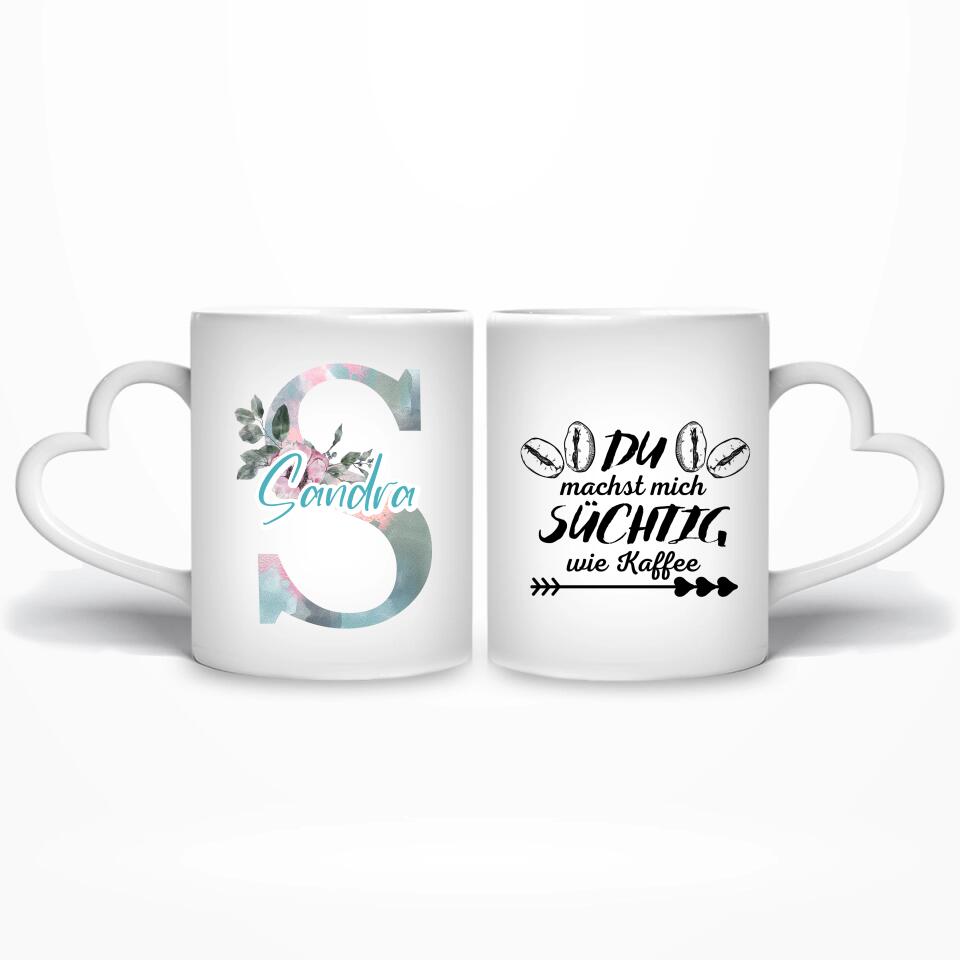 Flower Buchstaben - Personalisierbare Tasse