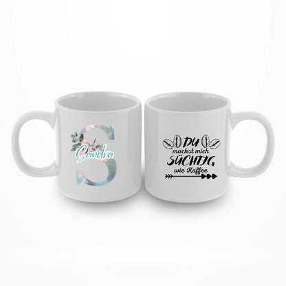 Flower Buchstaben - Personalisierbare Tasse