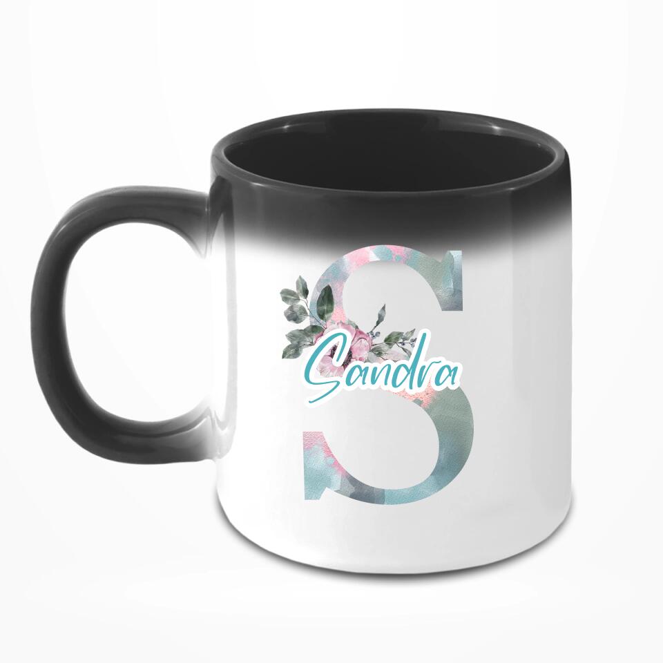 Flower Buchstaben - Personalisierbare Tasse