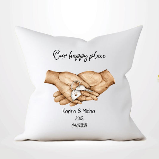 Our happy place - Personalisierbares Kissen