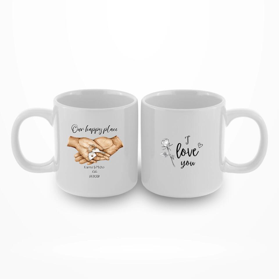 Our happy place - Personalisierbare Tasse