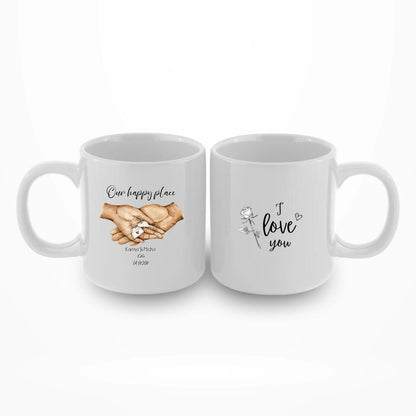 Our happy place - Personalisierbare Tasse