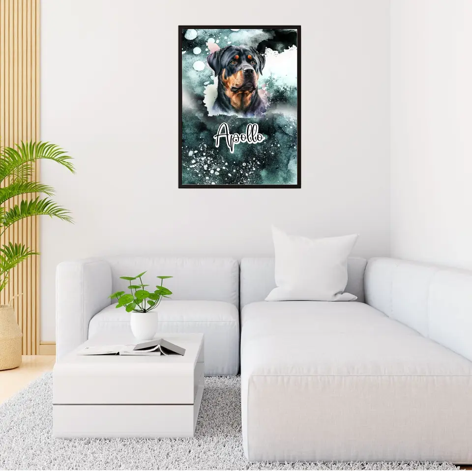 Hund mit Wasserfarbe - Personalisierbares Poster