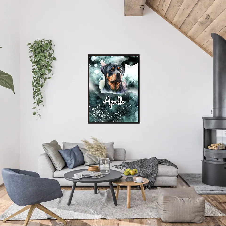 Hund mit Wasserfarbe - Personalisierbares Poster