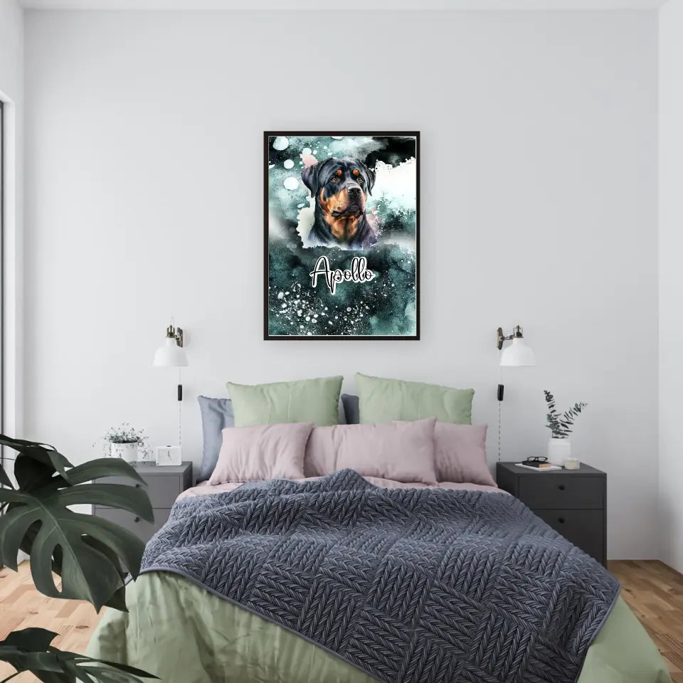 Hund mit Wasserfarbe - Personalisierbares Poster