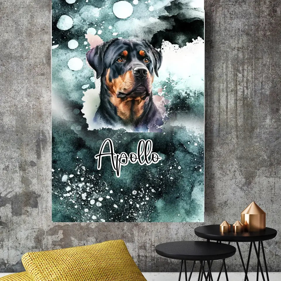 Hund mit Wasserfarbe - Personalisierbares Poster