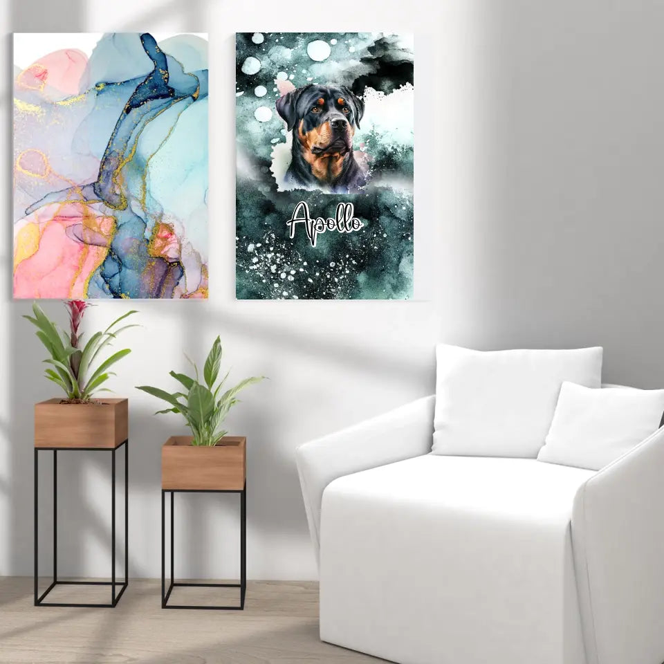 Hund mit Wasserfarbe - Personalisierbares Poster