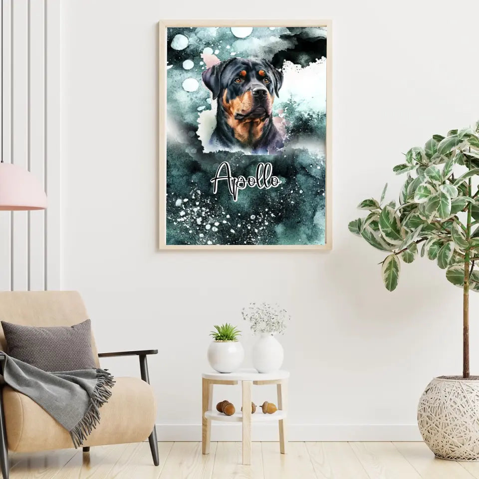 Hund mit Wasserfarbe - Personalisierbares Poster