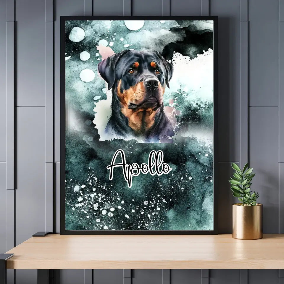 Hund mit Wasserfarbe - Personalisierbares Poster