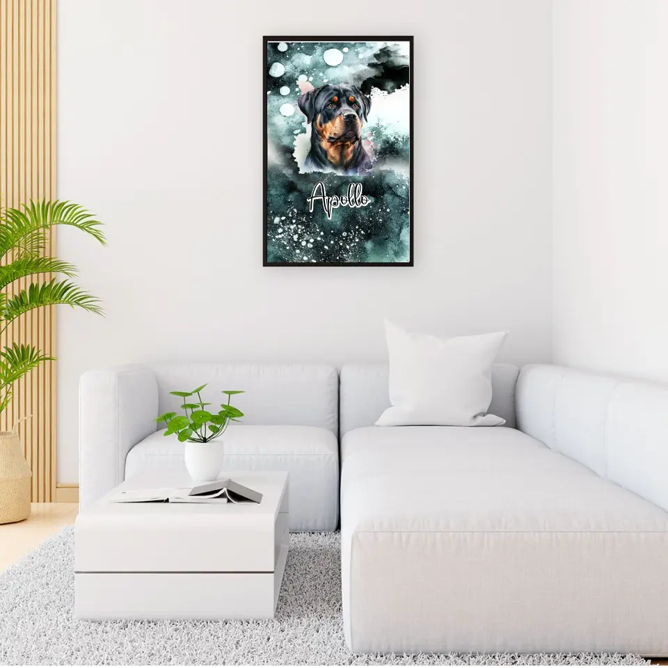 Hund mit Wasserfarbe - Personalisierbares Poster