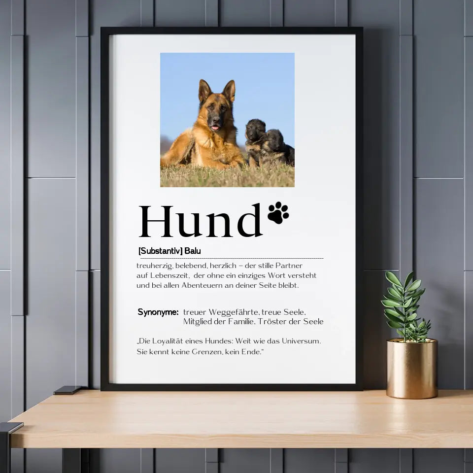 Hund Definition mit Bild - Personalisierbares Poster