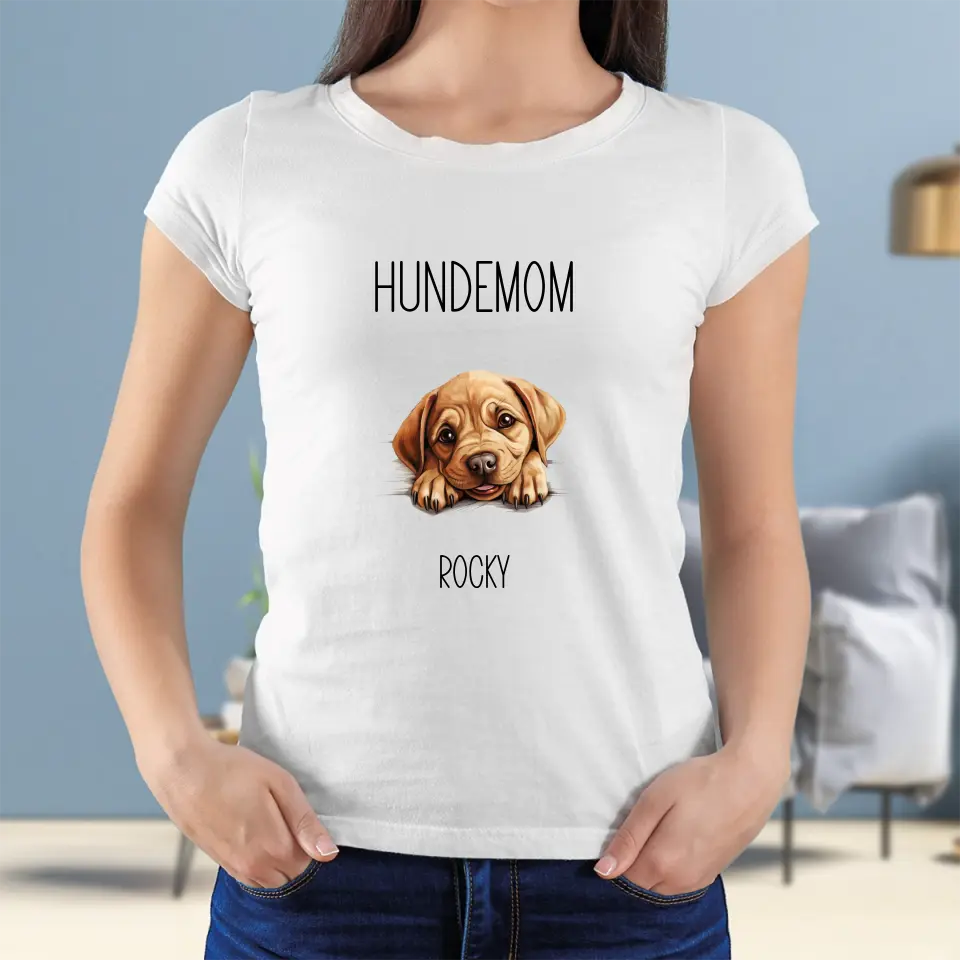 Hundemom / Hundedad - Personalisierbares T-Shirt