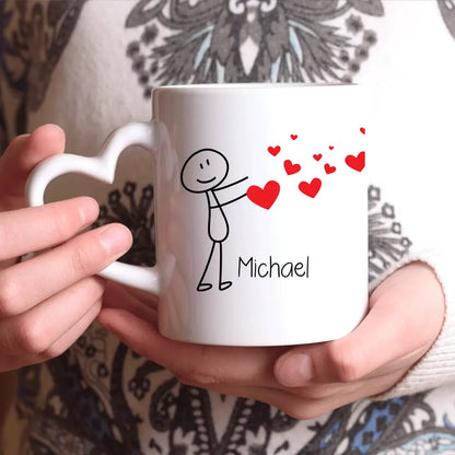 Strichmännchen Liebes-Paar - Personalisierbare Tasse