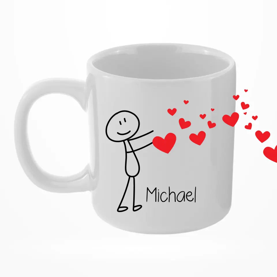 Strichmännchen Liebes-Paar - Personalisierbare Tasse