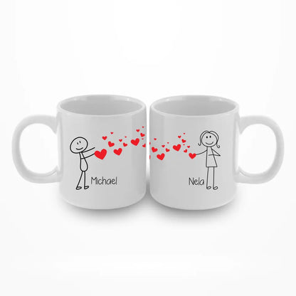 Strichmännchen Liebes-Paar - Personalisierbare Tasse