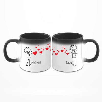 Strichmännchen Liebes-Paar - Personalisierbare Tasse