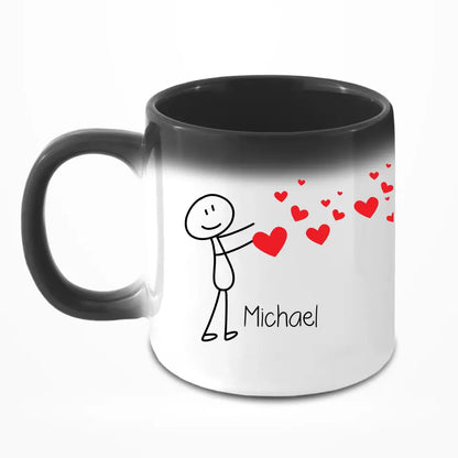 Strichmännchen Liebes-Paar - Personalisierbare Tasse