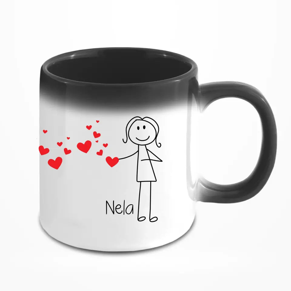 Strichmännchen Liebes-Paar - Personalisierbare Tasse