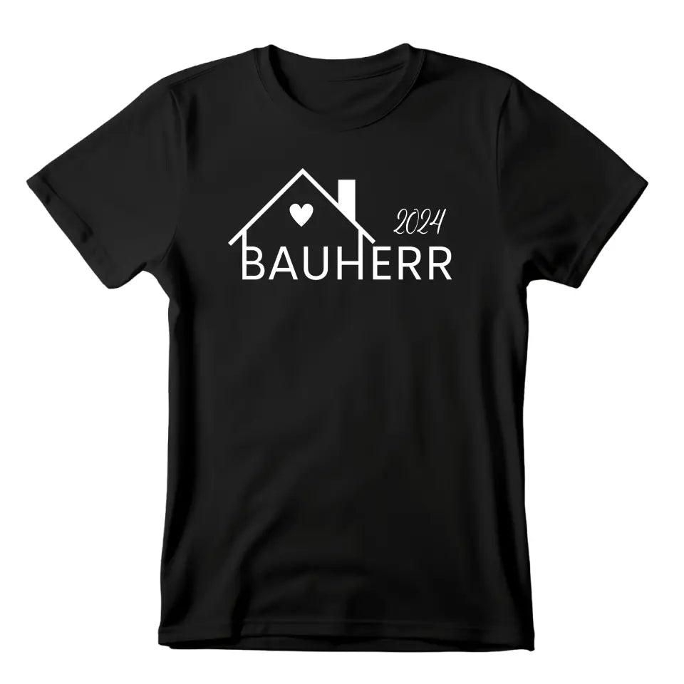 Bauherren und Bauherrin in schwarz - Personalisierbares T-Shirt