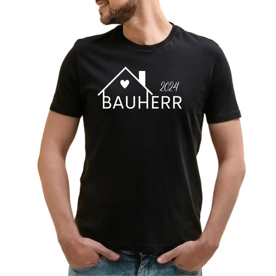 Bauherren und Bauherrin in schwarz - Personalisierbares T-Shirt