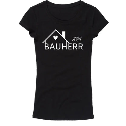 Bauherren und Bauherrin in schwarz - Personalisierbares T-Shirt