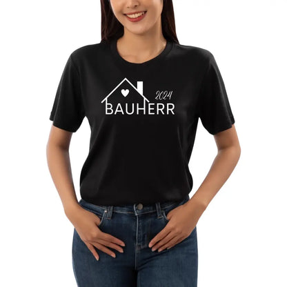 Bauherren und Bauherrin in schwarz - Personalisierbares T-Shirt