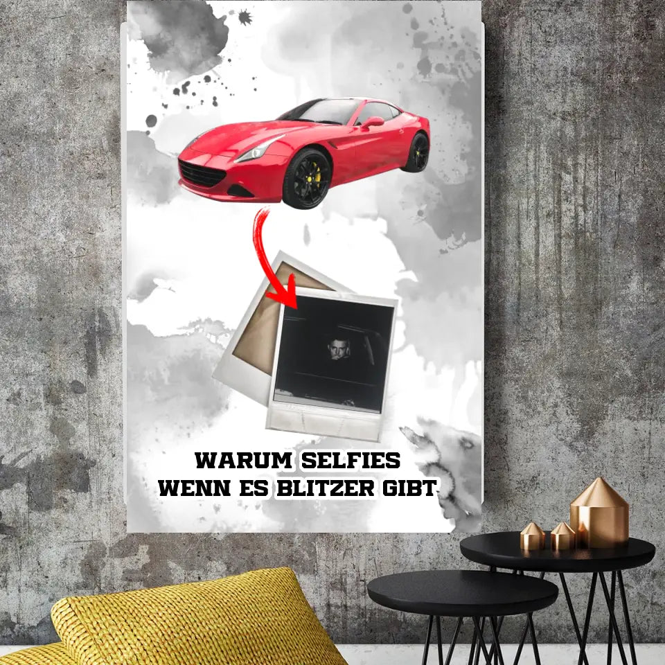 Fahrzeug mit Blitzerfoto - Personalisierbares Poster