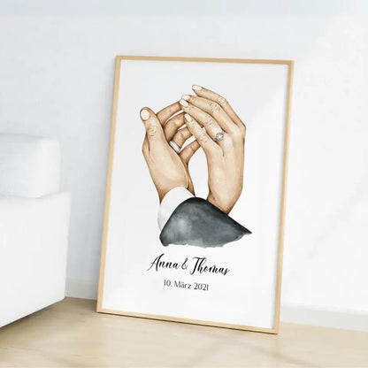 Hochzeit Hände - Personalisierbares Poster