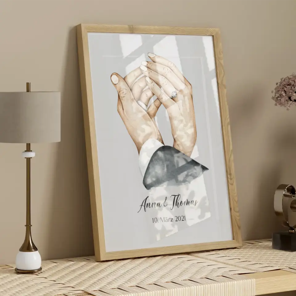 Hochzeit Hände - Personalisierbares Poster