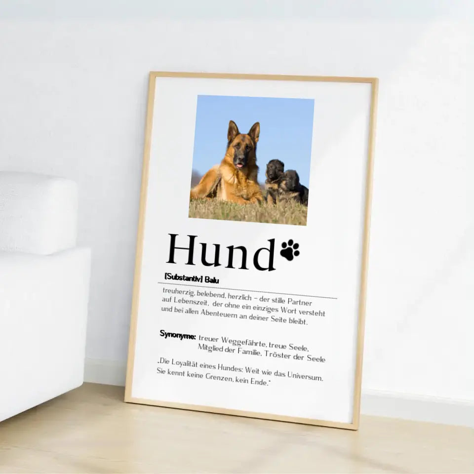 Hund Definition mit Bild - Personalisierbares Poster