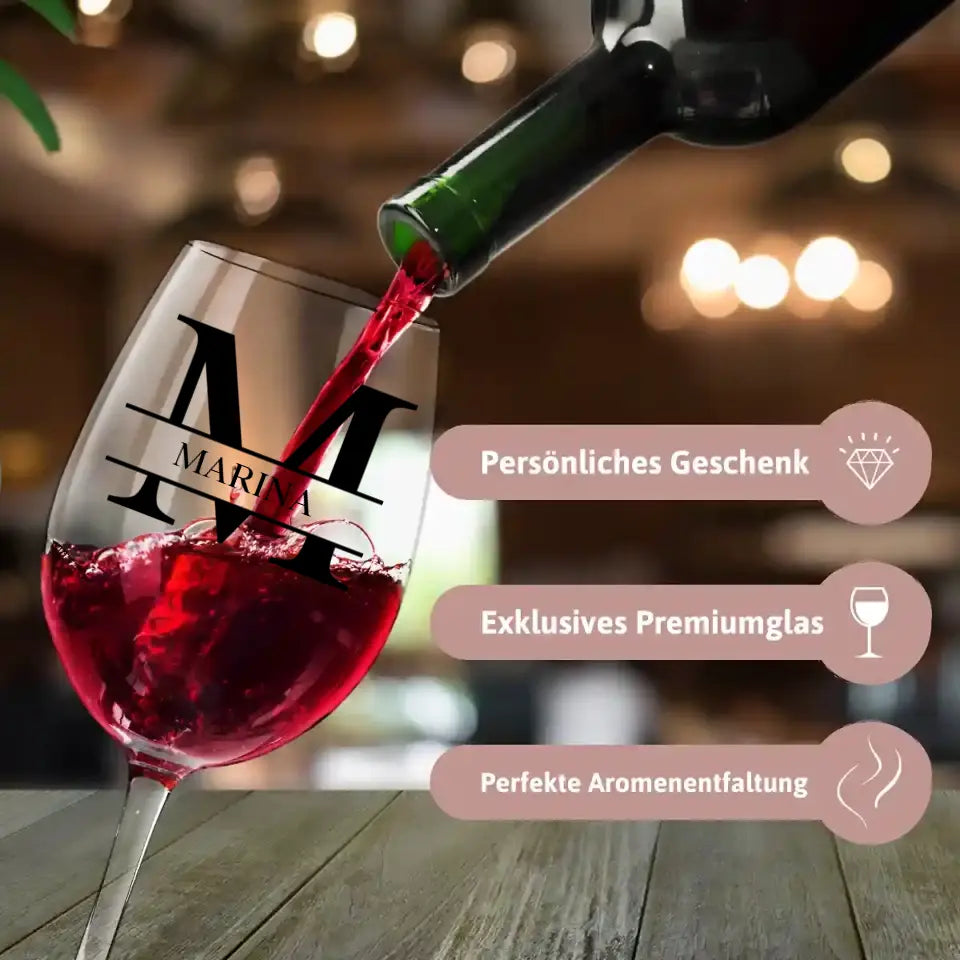 Weinglas mit Initiale und Name - Personalisierbares Weinglas