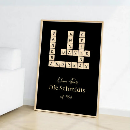 Scrabble Familienname - Personalisierbares Poster