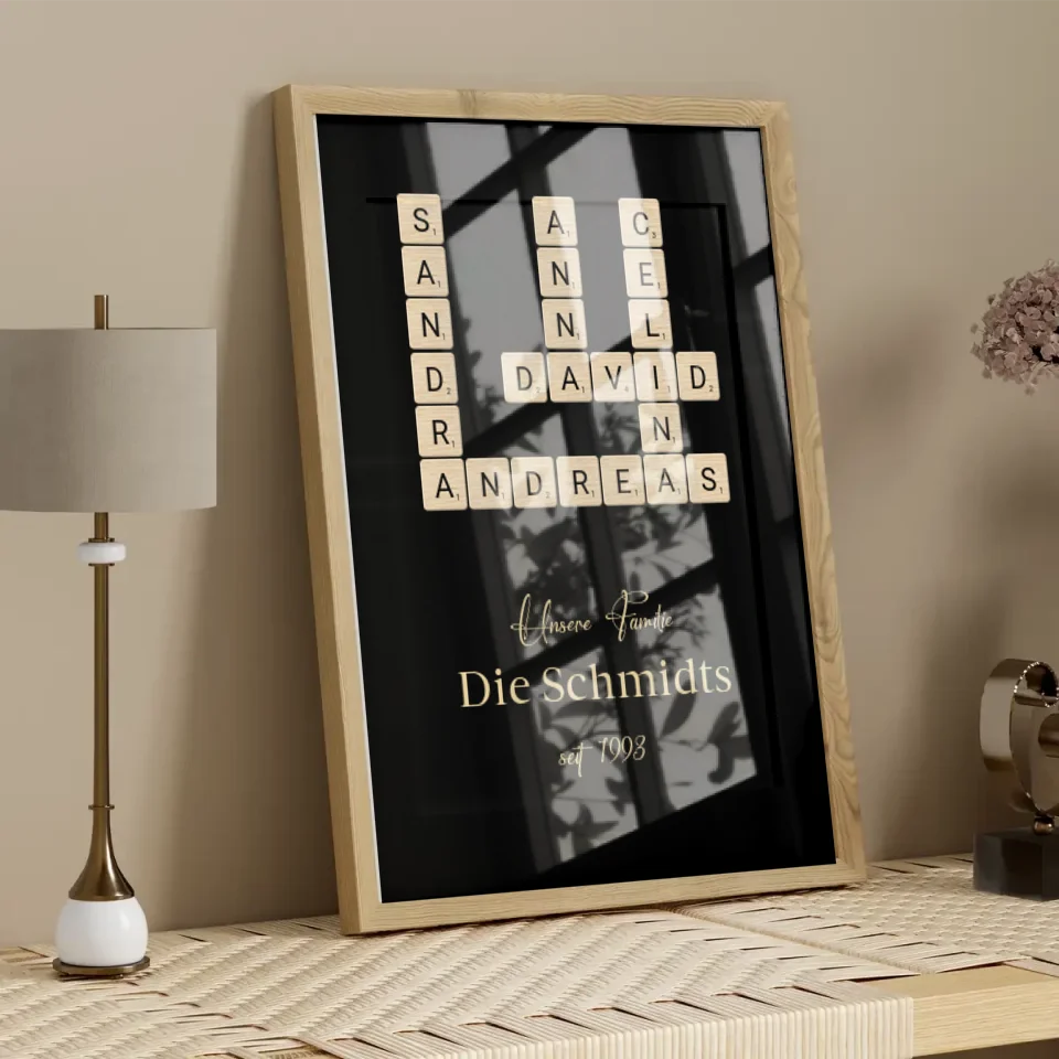 Scrabble Familienname - Personalisierbares Poster