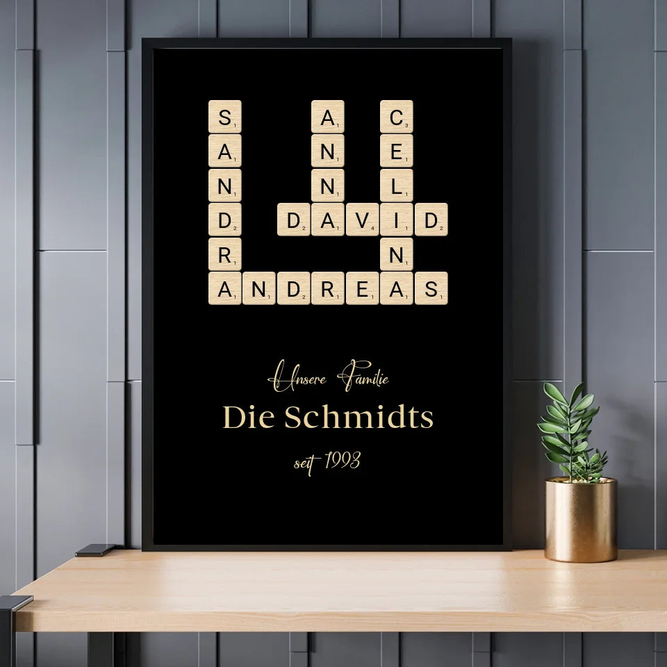 Scrabble Familienname - Personalisierbares Poster