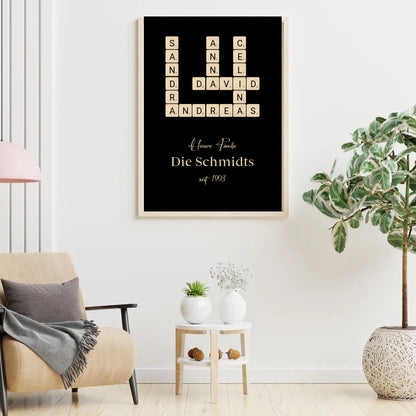 Scrabble Familienname - Personalisierbares Poster