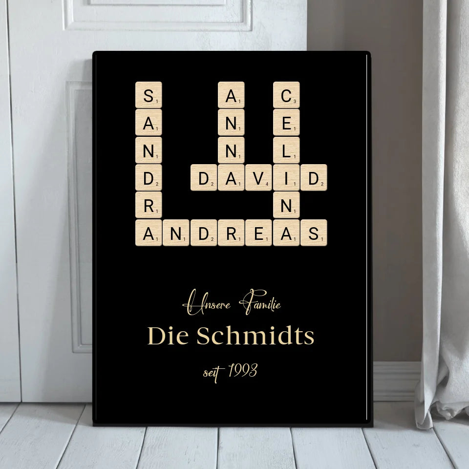 Scrabble Familienname - Personalisierbares Poster