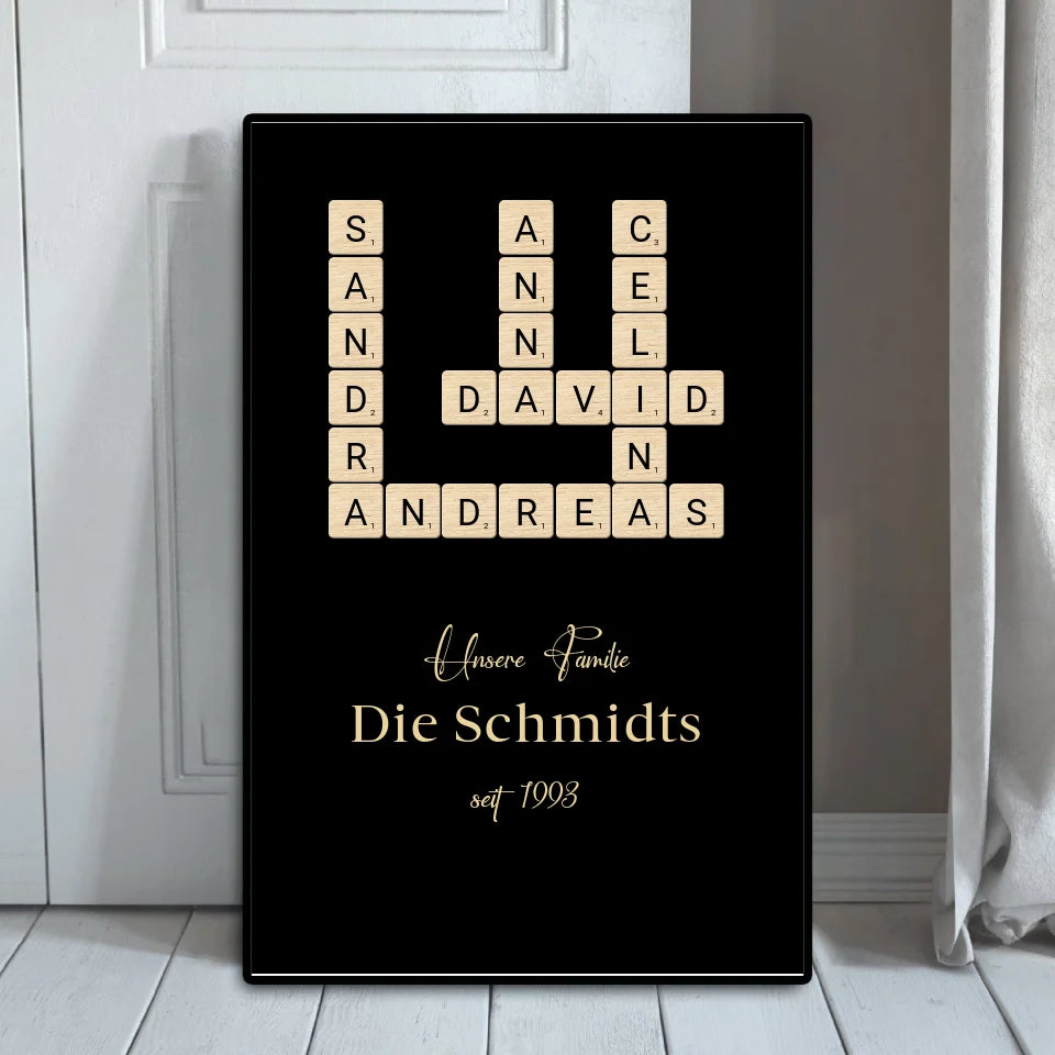 Scrabble Familienname - Personalisierbares Poster