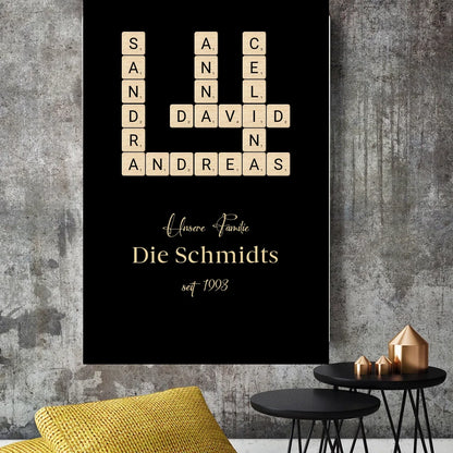 Scrabble Familienname - Personalisierbares Poster