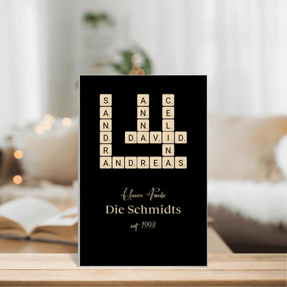 Scrabble Familienname - Personalisierbares Acrylglas