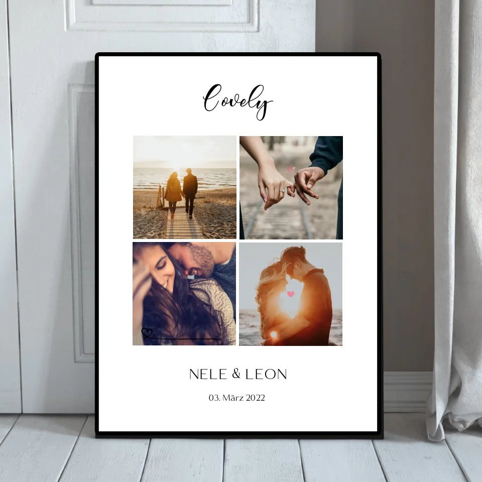 Rahmenbild mit Lovely Collage Design, personalisiert mit Fotos und Text