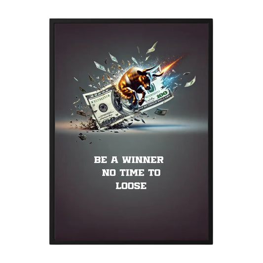 Personalisierbares Poster mit Bullen-Design und Zitat Be a Winner No Time to Loose